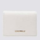 Damen-Mini-Geldbörse COCCINELLE aus Leder Modell Metallic Soft in Blanco mit Druckknopfverschluss