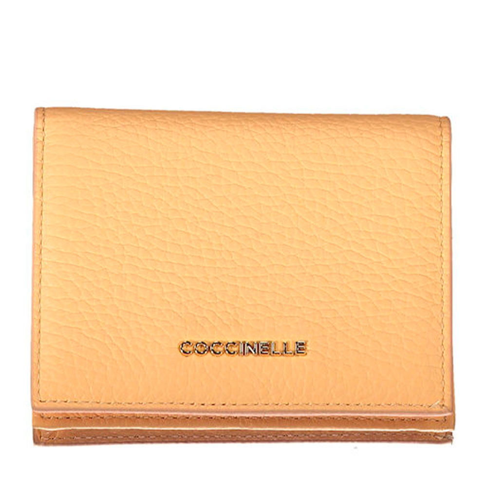 Portafoglio Donna Mini COCCINELLE in Pelle Linea Metallic Soft colore Sunrise Chiuso con Bottone