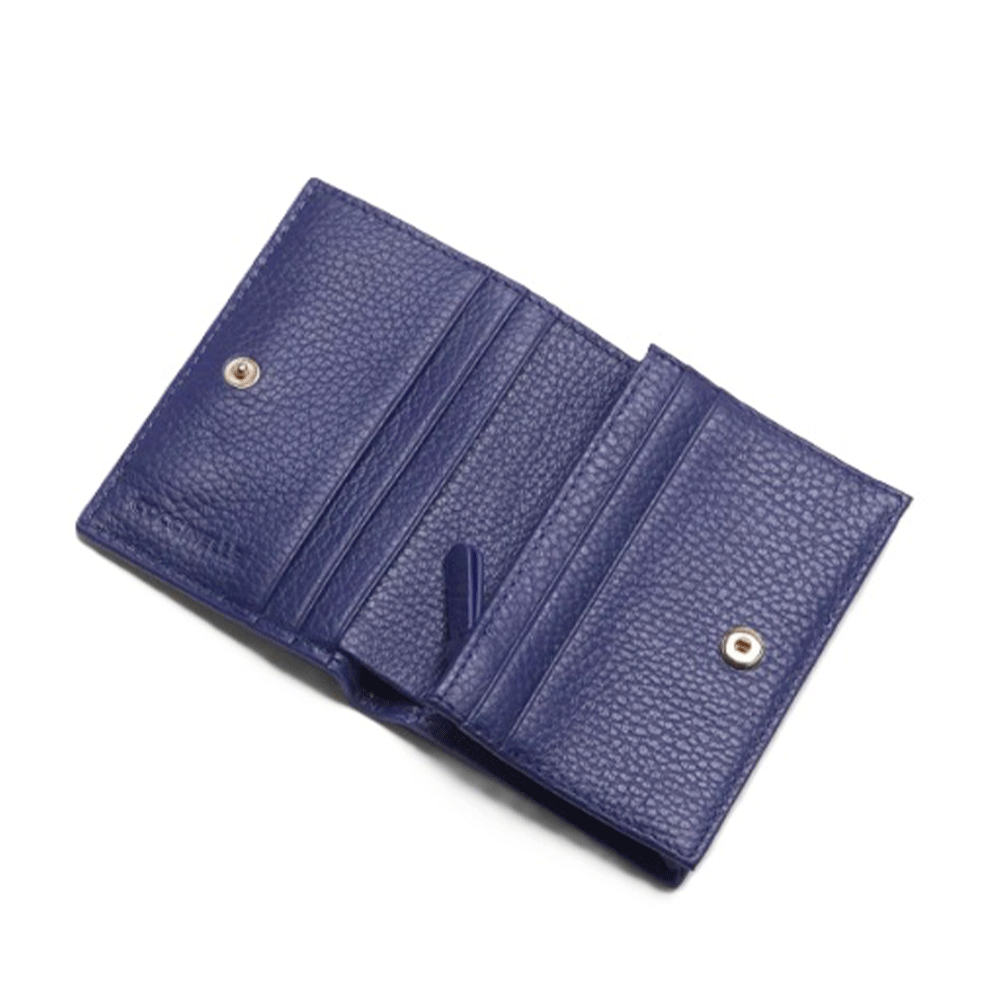 Portafoglio Donna Mini COCCINELLE in Pelle Linea Metallic Soft colore Royal Blue Chiuso con Bottone