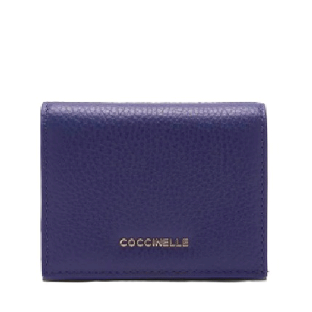 Portafoglio Donna Mini COCCINELLE in Pelle Linea Metallic Soft colore Royal Blue Chiuso con Bottone