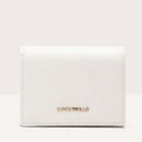 Portafoglio Donna Mini COCCINELLE in Pelle Linea Metallic Soft colore Lambskin White Chiuso con Bottone