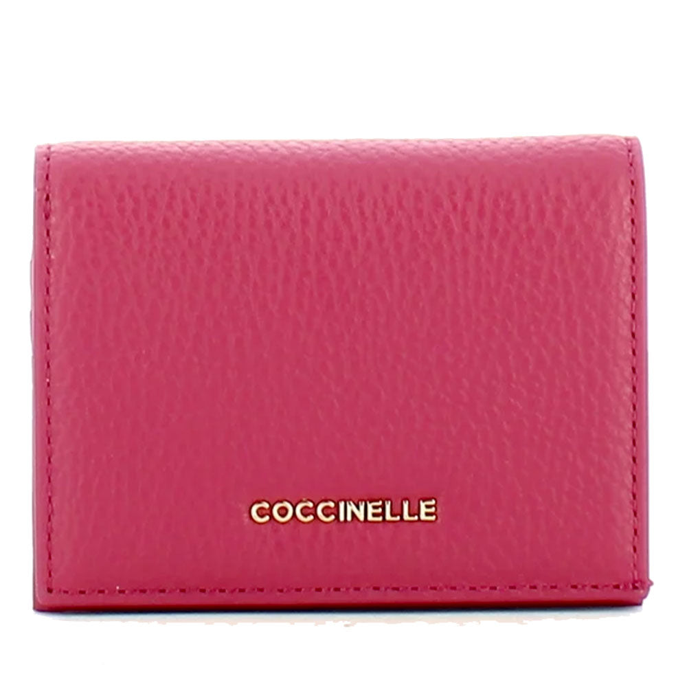Portafoglio Donna Mini COCCINELLE in Pelle Linea Metallic Soft colore Rosewood Chiuso con Bottone