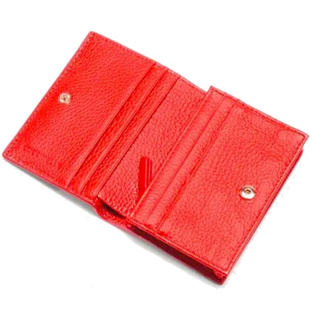 Portafoglio Donna Mini COCCINELLE in Pelle Linea Metallic Soft colore Grenadine Red Chiuso con Bottone