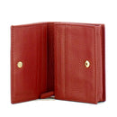 Women's Brandy Leather Mini Wallet COCCINELLE Metallic Soft with Button Closure