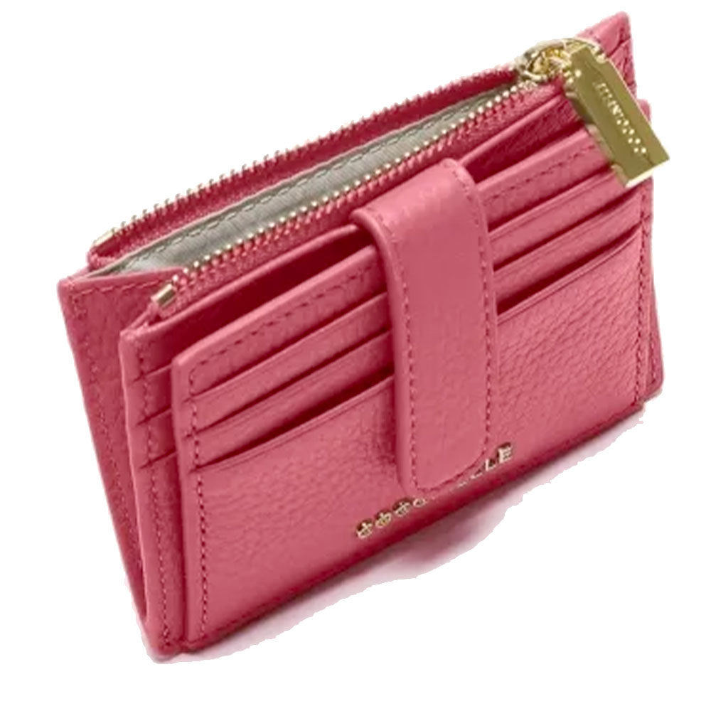 Portacarte Donna Mini COCCINELLE in Pelle Linea Metallic Soft colore Rosewood con Doppio Scomparto