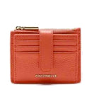 Portacarte Donna Mini COCCINELLE in Pelle Linea Metallic Soft colore Grenadine Red con Doppio Scomparto