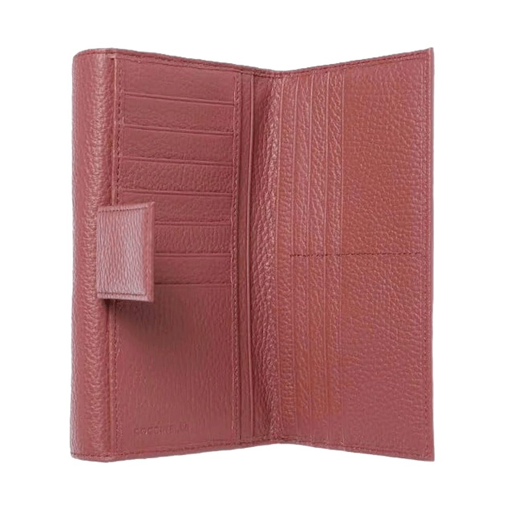 Large Hammered Leather Wallet COCCINELLE Metallic Soft in Brandy