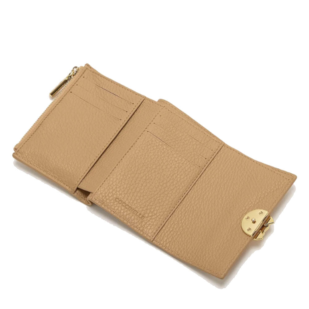 Portafoglio Donna Piccolo COCCINELLE in Pelle Colore Fresh Beige Linea Binxie
