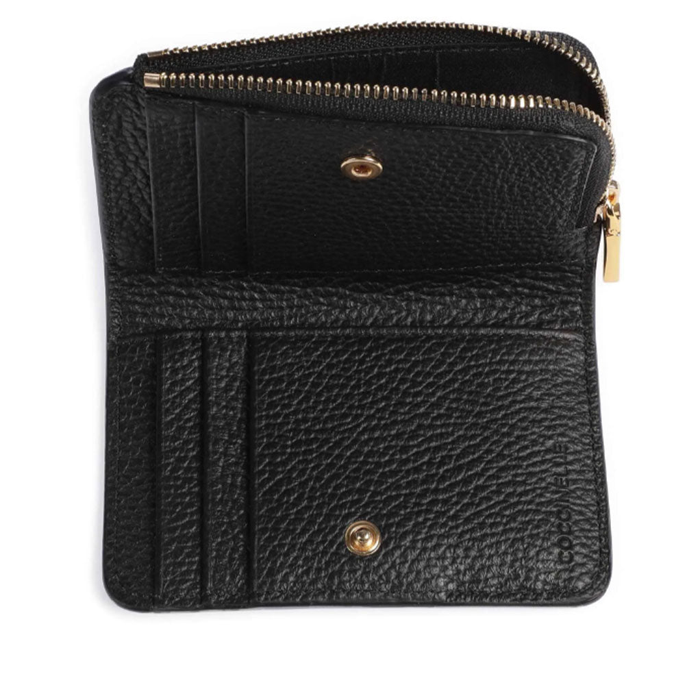 Portafoglio Donna Mini COCCINELLE in Pelle Nera Linea Kelsey