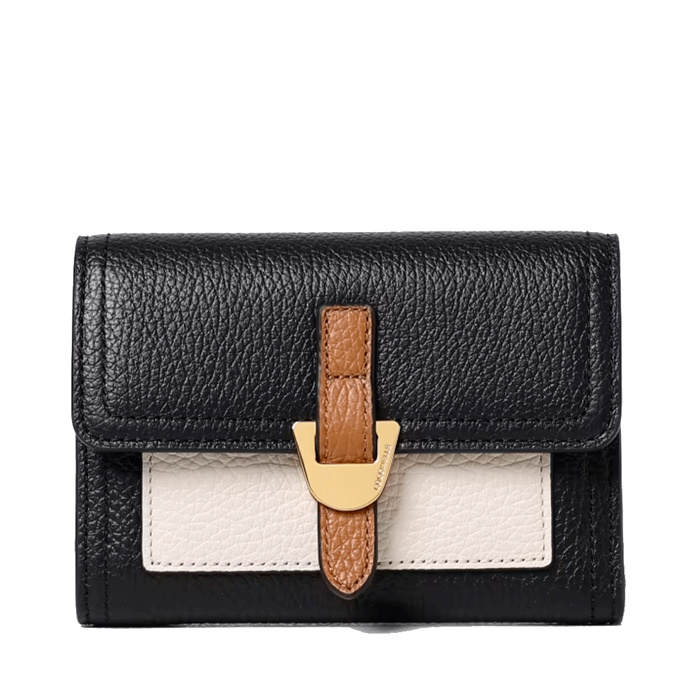 Portafoglio Donna COCCINELLE in Pelle Nero - Lambskin White - Cuir Linea Campus Multicolor