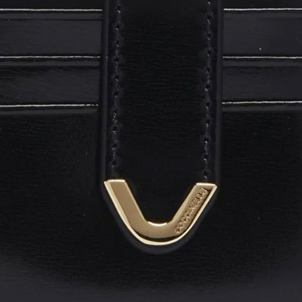 COCCINELLE Damen Kartenetui aus Glattleder Schwarz Farbe Dew Line