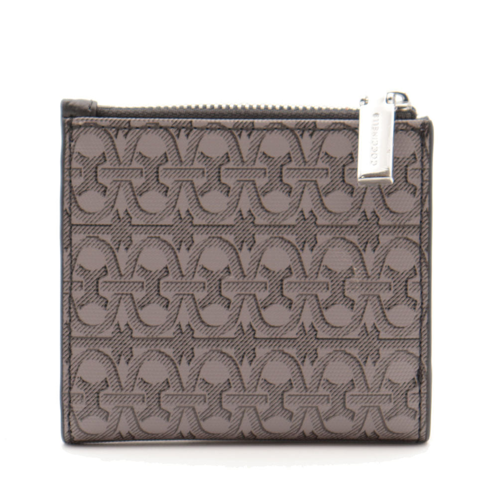 Portafoglio Mini Donna COCCINELLE in Pelle Nera Multi Linea Metallic Coated Monogram
