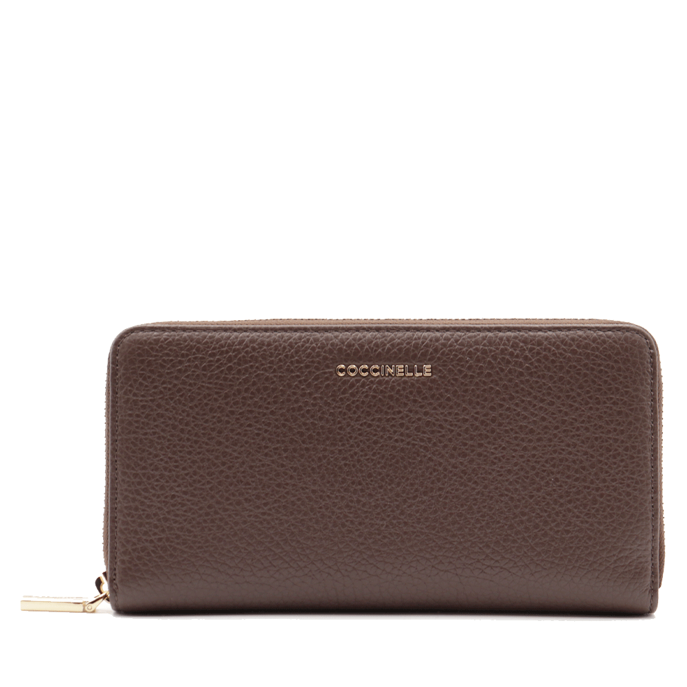 Portafoglio Donna COCCINELLE in Pelle Martellata Colore Fondant Brown Linea Metallic Soft