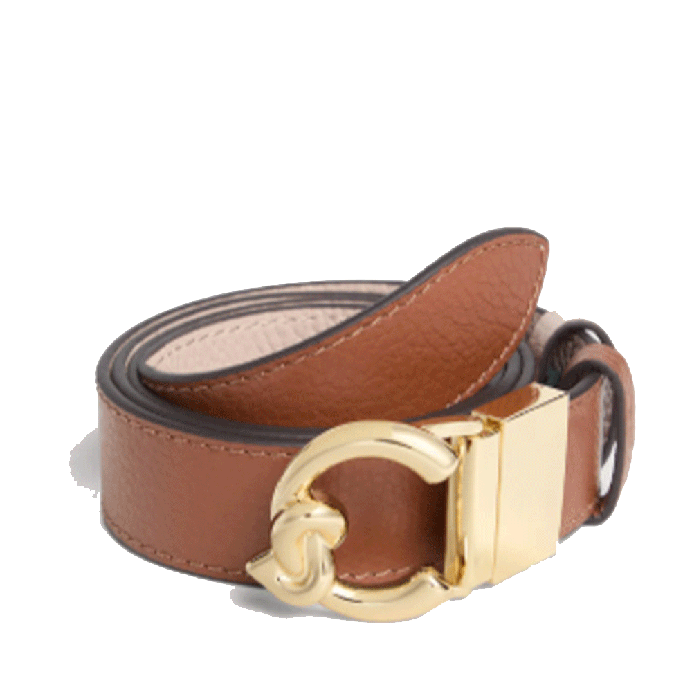 Cintura Donna COCCINELLE Reversibile in Pelle Colore Cognac - Rosette Linea C-Me