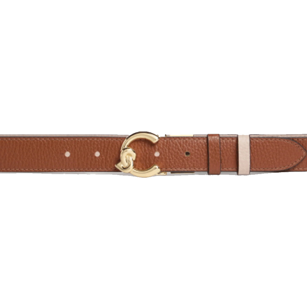 Cintura Donna COCCINELLE Reversibile in Pelle Colore Cognac - Rosette Linea C-Me