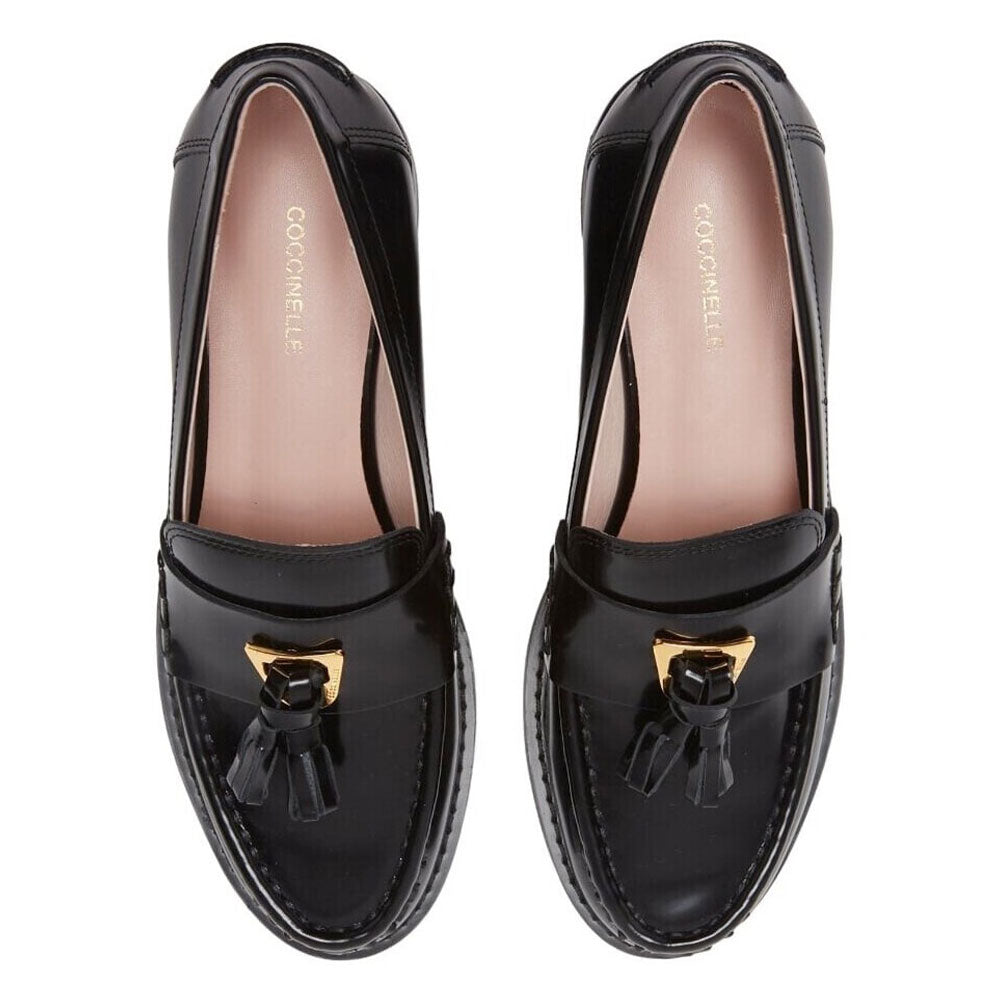 COCCINELLE Damenschuhe Mokassin aus schwarzem Leder