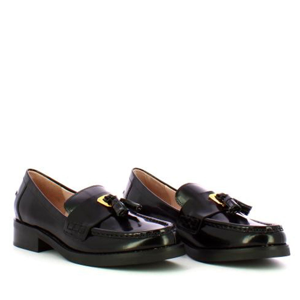 COCCINELLE Damenschuhe Mokassin aus schwarzem Leder
