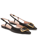 Scarpe Donna COCCINELLE Slingback in Pelle Nera con Tacco Basso