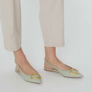 Scarpe Donna COCCINELLE Slingback in Pelle Celadon Green con Tacco Basso