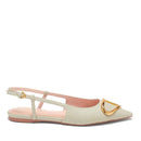 Scarpe Donna COCCINELLE Slingback in Pelle Celadon Green con Tacco Basso