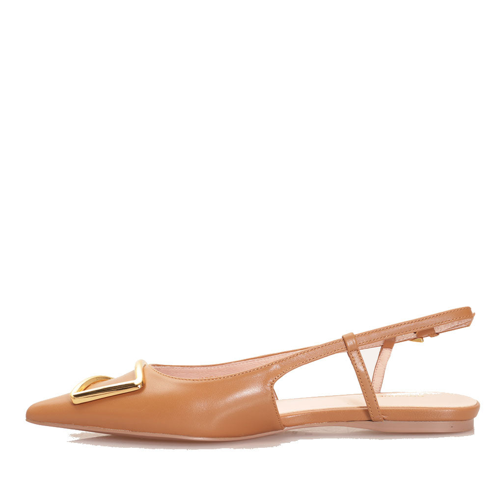 Scarpe Donna COCCINELLE Slingback in Pelle Cuir con Tacco Basso