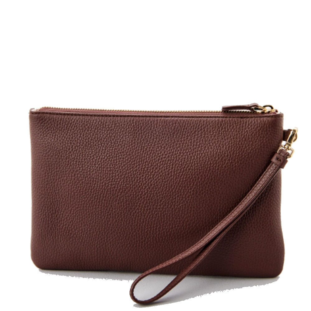 COCCINELLE New Best Soft Linie 
Damen Leder Clutch in Cola Farbe 