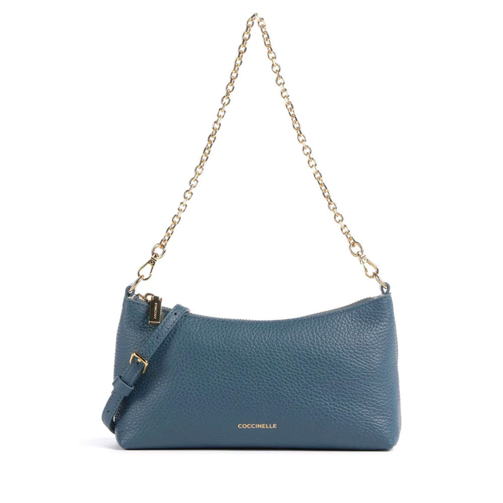 Borsa Donna a Spalla COCCINELLE in Pelle Deep Blue Linea Aura