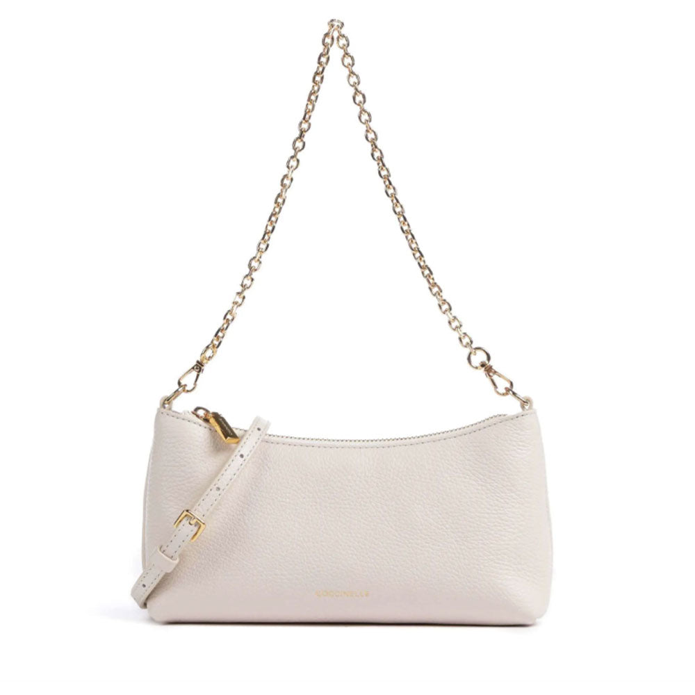 Borsa Donna a Spalla COCCINELLE in Pelle Lambskin White Linea Aura
