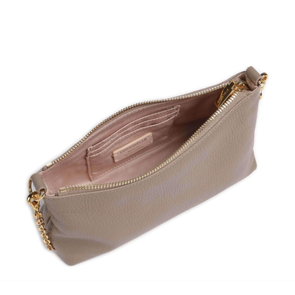Borsa Donna a Spalla COCCINELLE in Pelle Warm Taupe Linea Aura