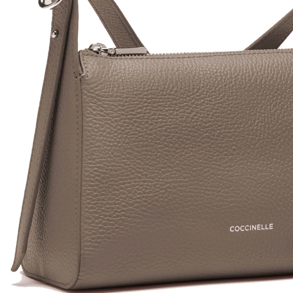 Women's Warm Taupe Leather Crossbody Bag COCCINELLE Bishop