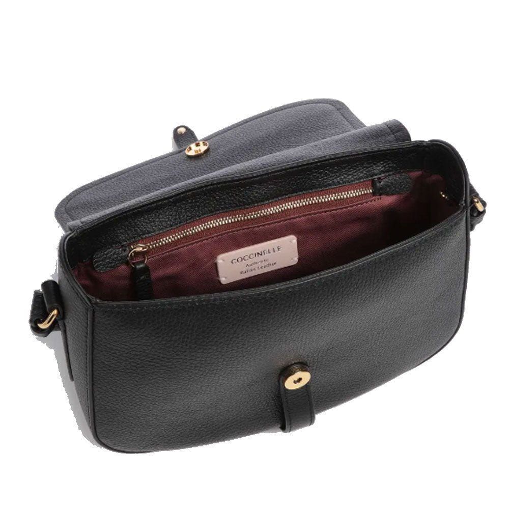 COCCINELLE Damen-Umhängetasche aus Leder der Magalù-Linie, Schwarz