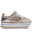 Scarpe Donna GUESS Sneakers Colore Beige - Marrone con Inserti Glitterati Linea Hansin