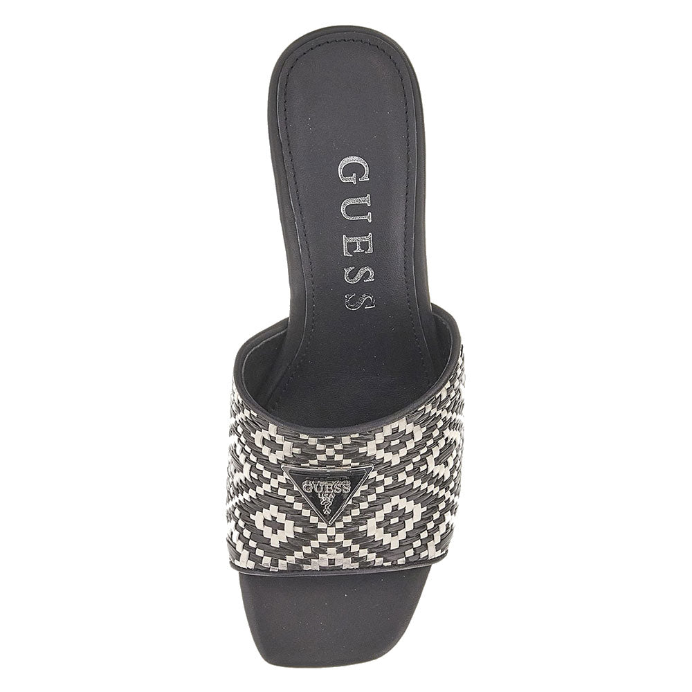 GUESS Damenschuhe Gables Line Hausschuhe mit Absatz in schwarzem Raffiabast