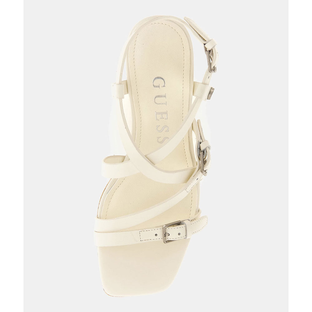 Sandali Donna GUESS con Tacco Linea Corke in Pelle Colore Ivory