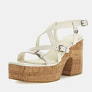 Sandali Donna GUESS con Tacco Linea Corke in Pelle Colore Ivory