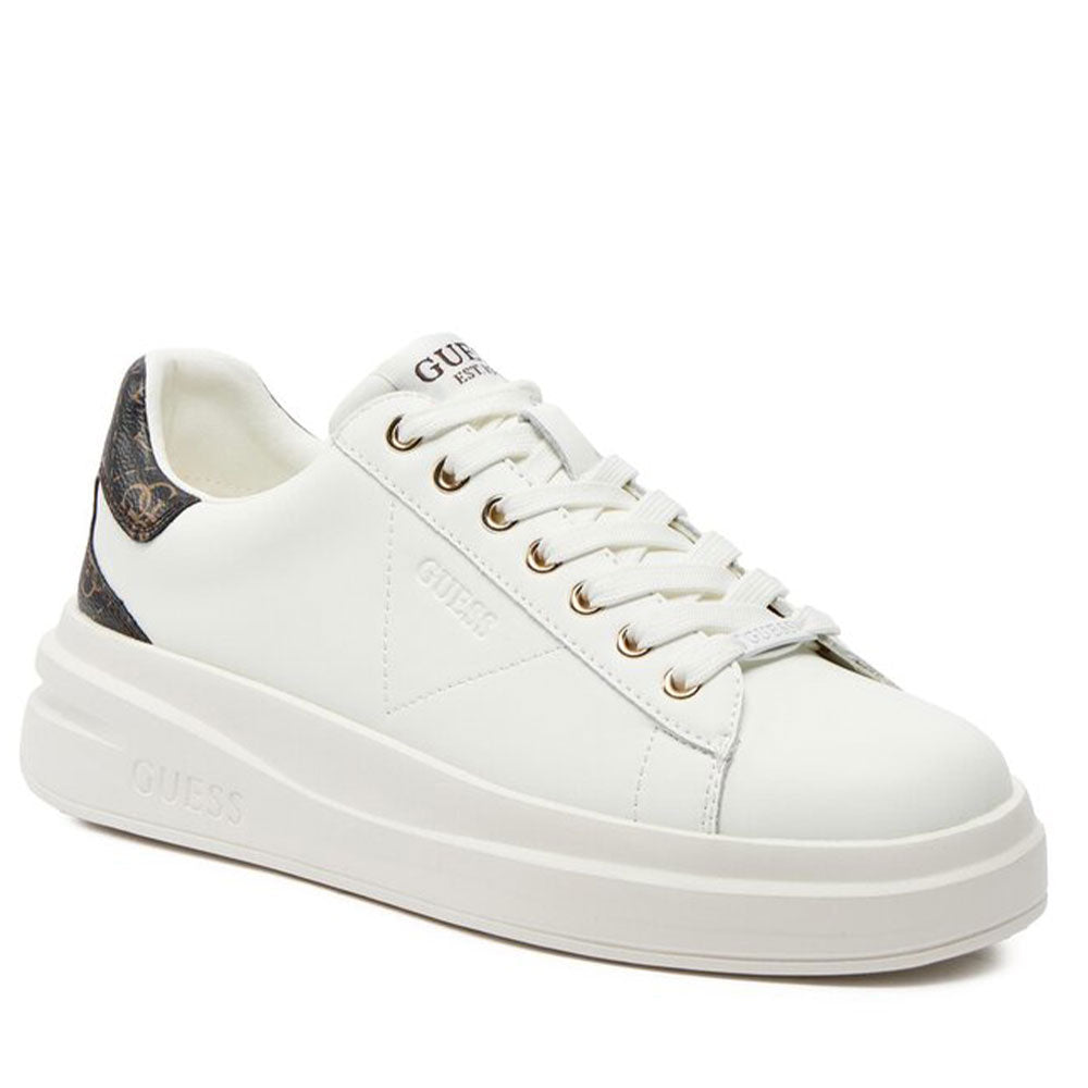 Sneakers Donna GUESS in Pelle Colore White - Brown Linea Elbina