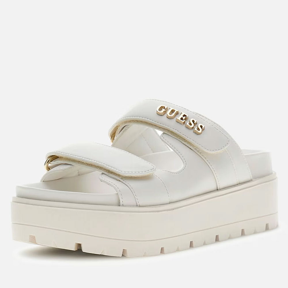 Ciabatte Donna GUESS Linea Faxon Colore Cream con Doppia Fascia