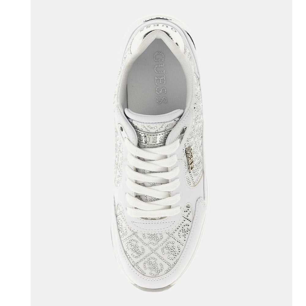 Damenschuhe GUESS Sneakers Farbe Weiß - Silber Moxea-Linie