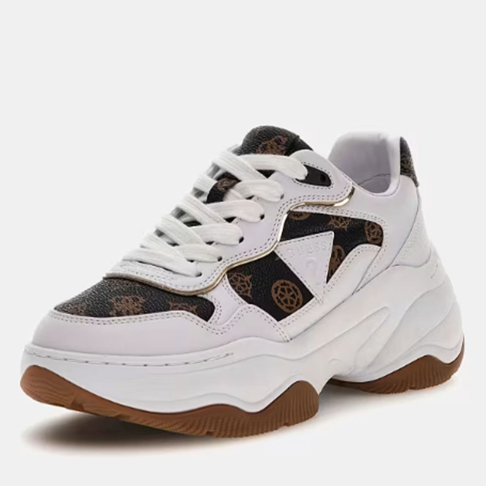 GUESS HAPPY LINIE Damen Sneakers in Weiß Braun – Cuoieriashop