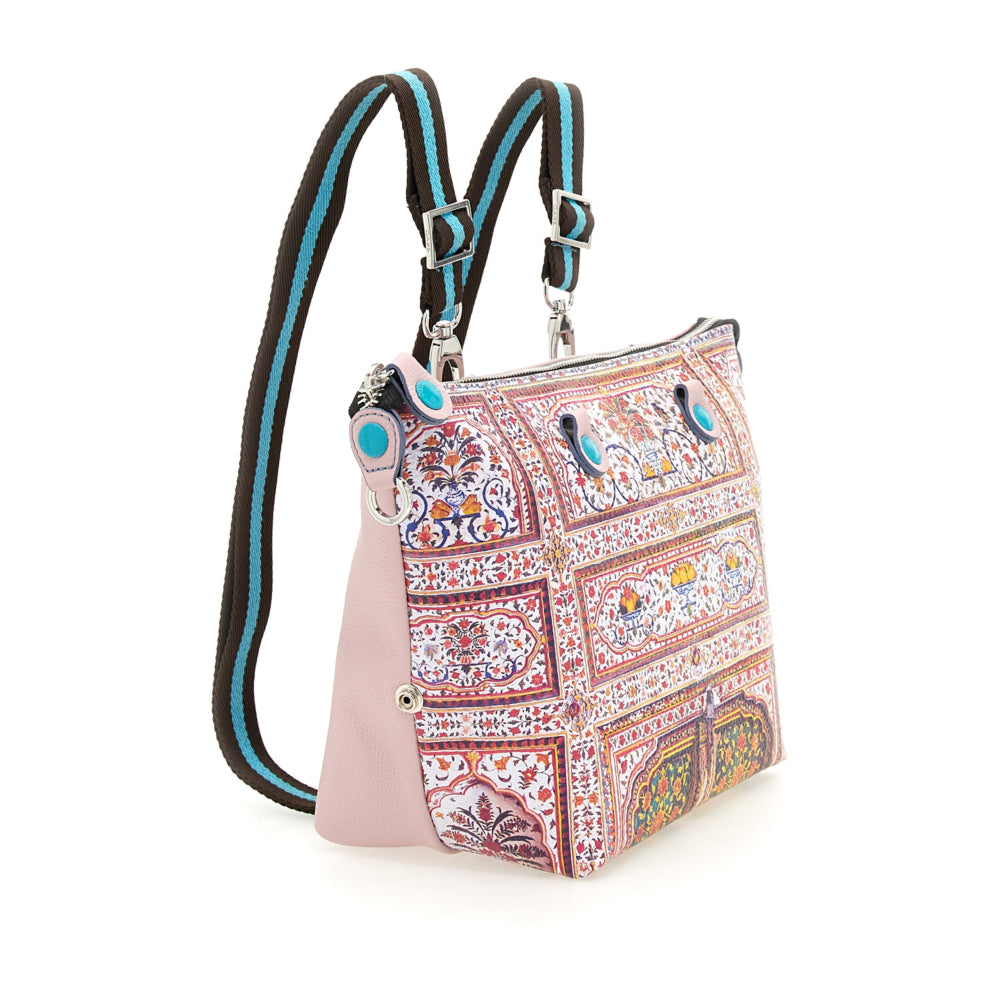Kurta a trapezio in misto seta stampata verde mare Libas con Sharara Kurta a trapezio in misto seta stampata verde mare Libas con Sharara