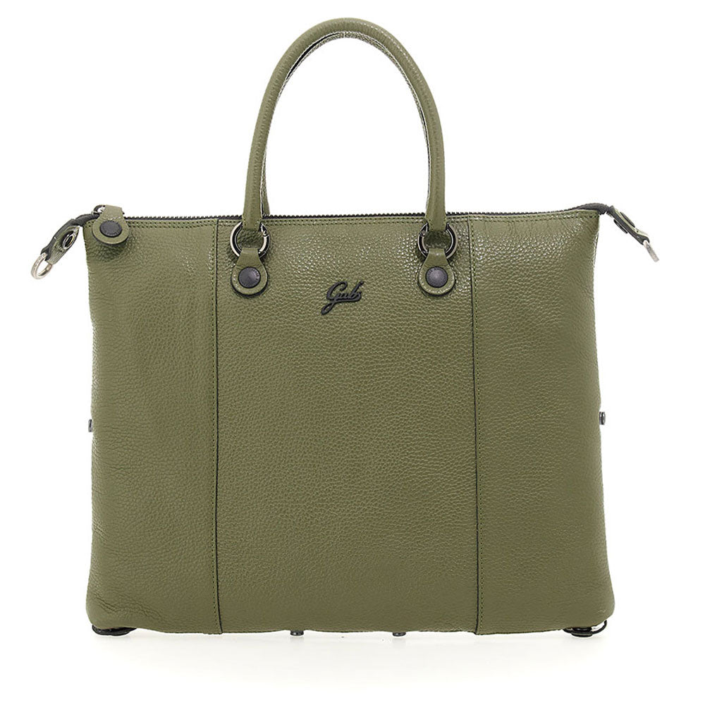 Borsa Donna a Mano con Tracolla GABS G3 PLUS in Pelle Martellata Verde Militare Large