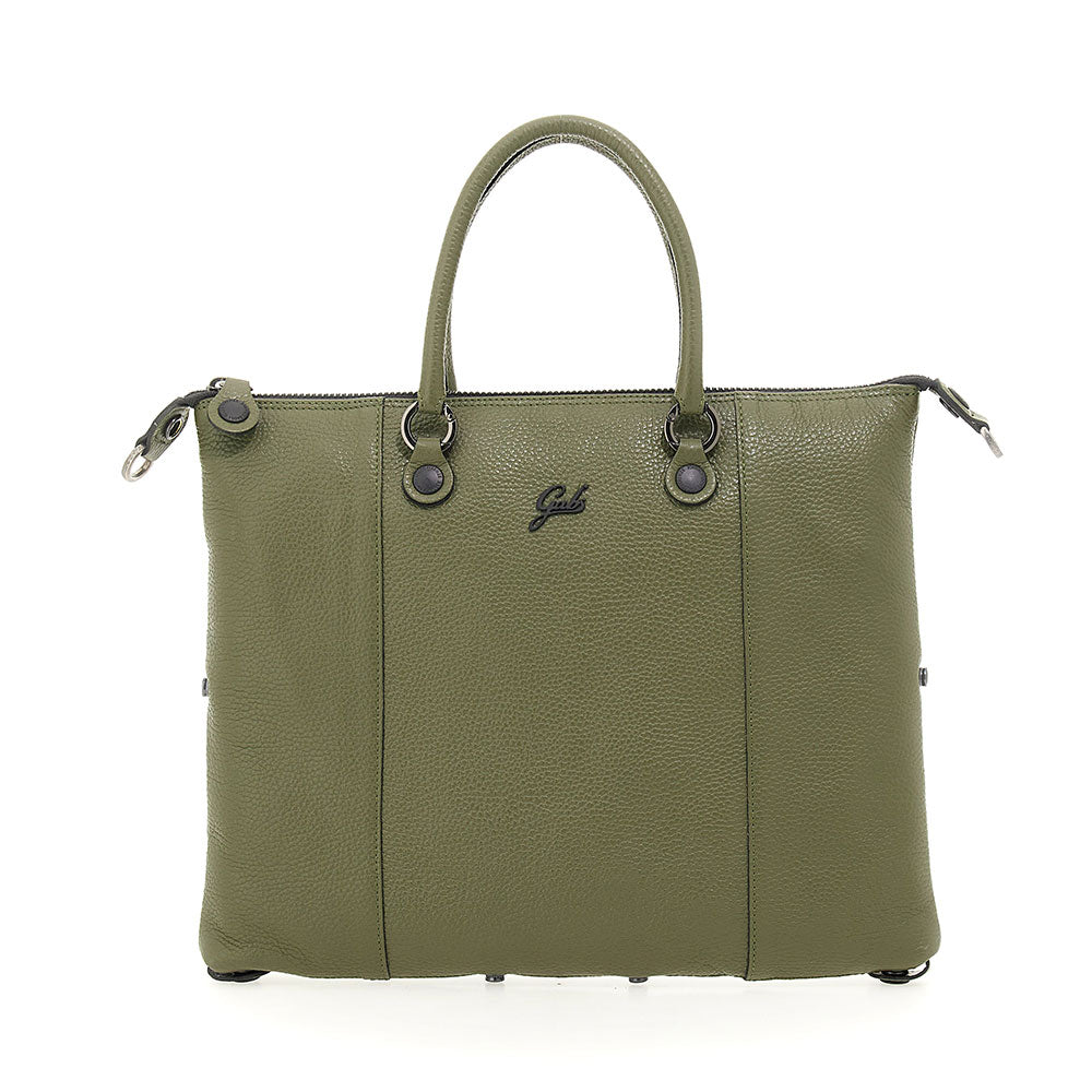 Borsa Donna a Mano con Tracolla GABS G3 PLUS in Pelle Martellata Verde Militare Medium