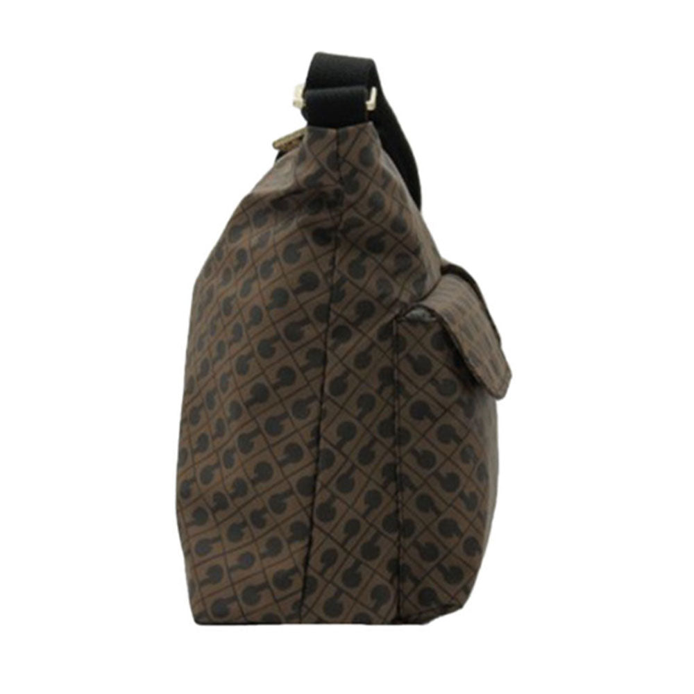 GHERARDINI Damen-Umhängetasche mit mehreren Taschen aus weichem Stoff, Farbe Toffee