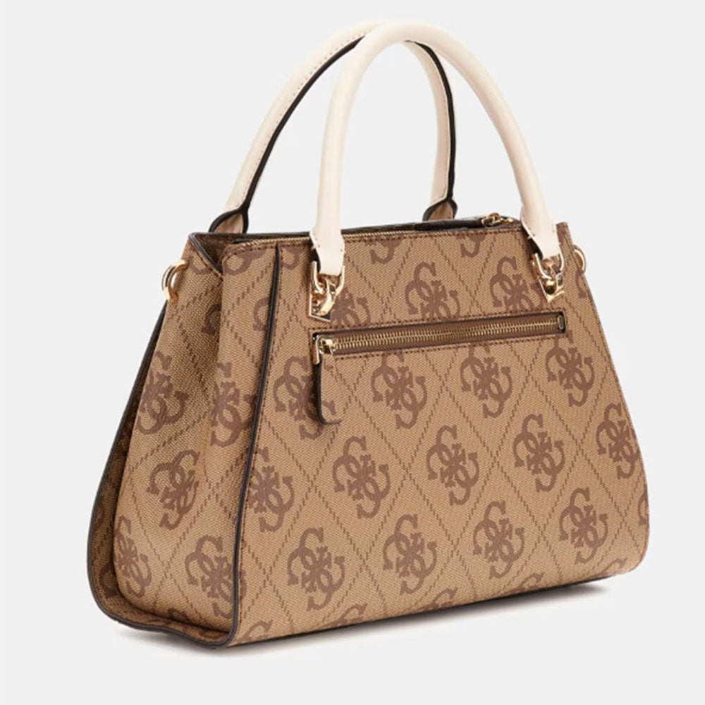Borsa Donna a Mano GUESS Linea Noelle Colore Latte Logo con Logo Frontale