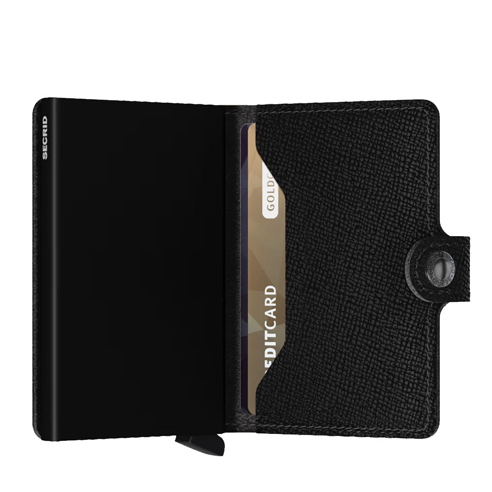 SECRID Miniwallet Crisple Line Kartenetui mit Clip aus schwarzem Leder mit RFID