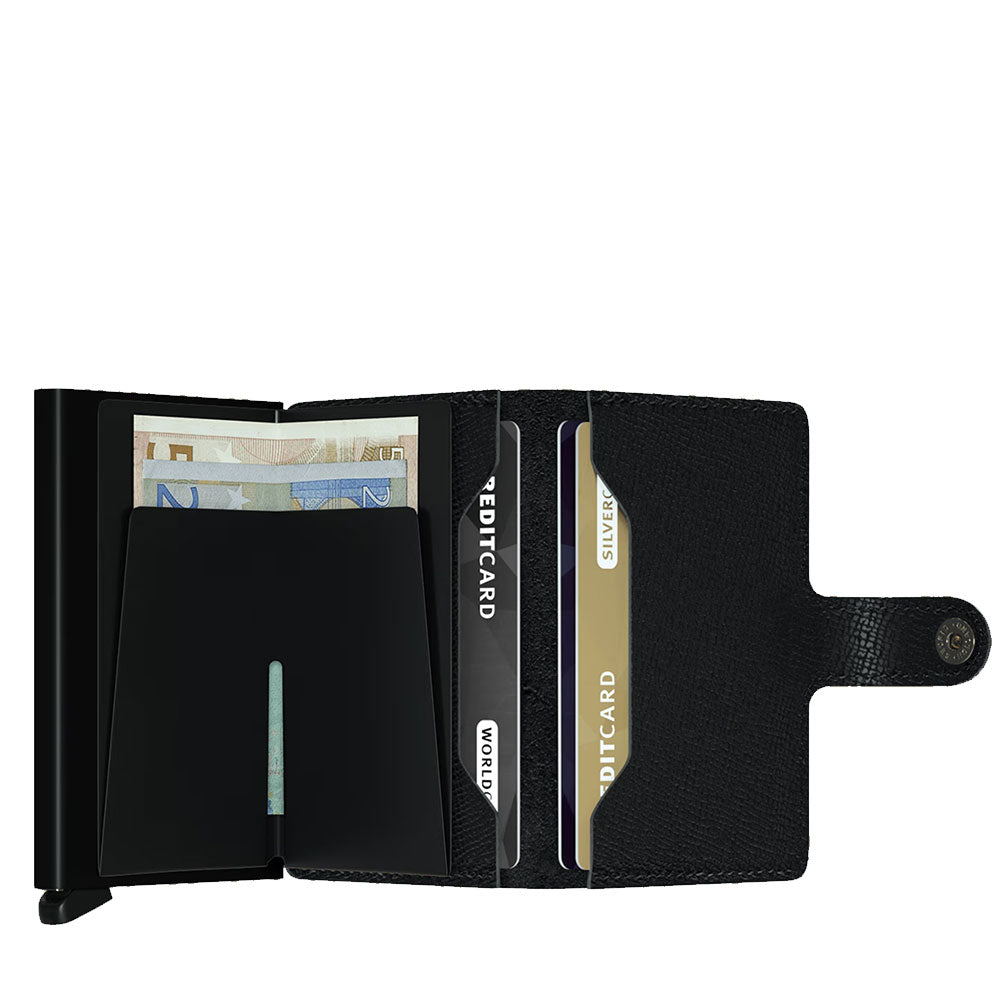 SECRID Miniwallet Crisple Line Kartenetui mit Clip aus schwarzem Leder mit RFID