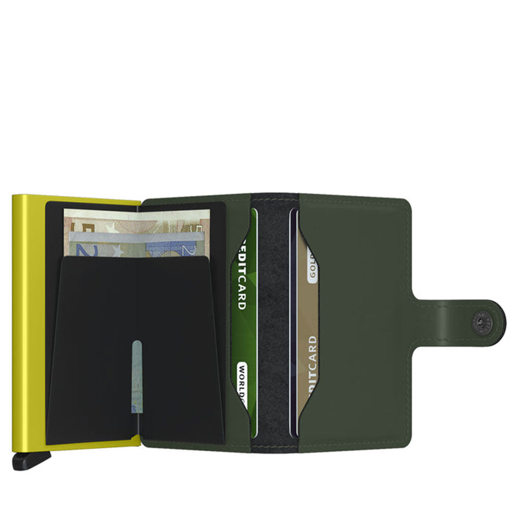 Porta Carte con Clip SECRID linea Miniwallet Matte in pelle Green & Lime con RFID