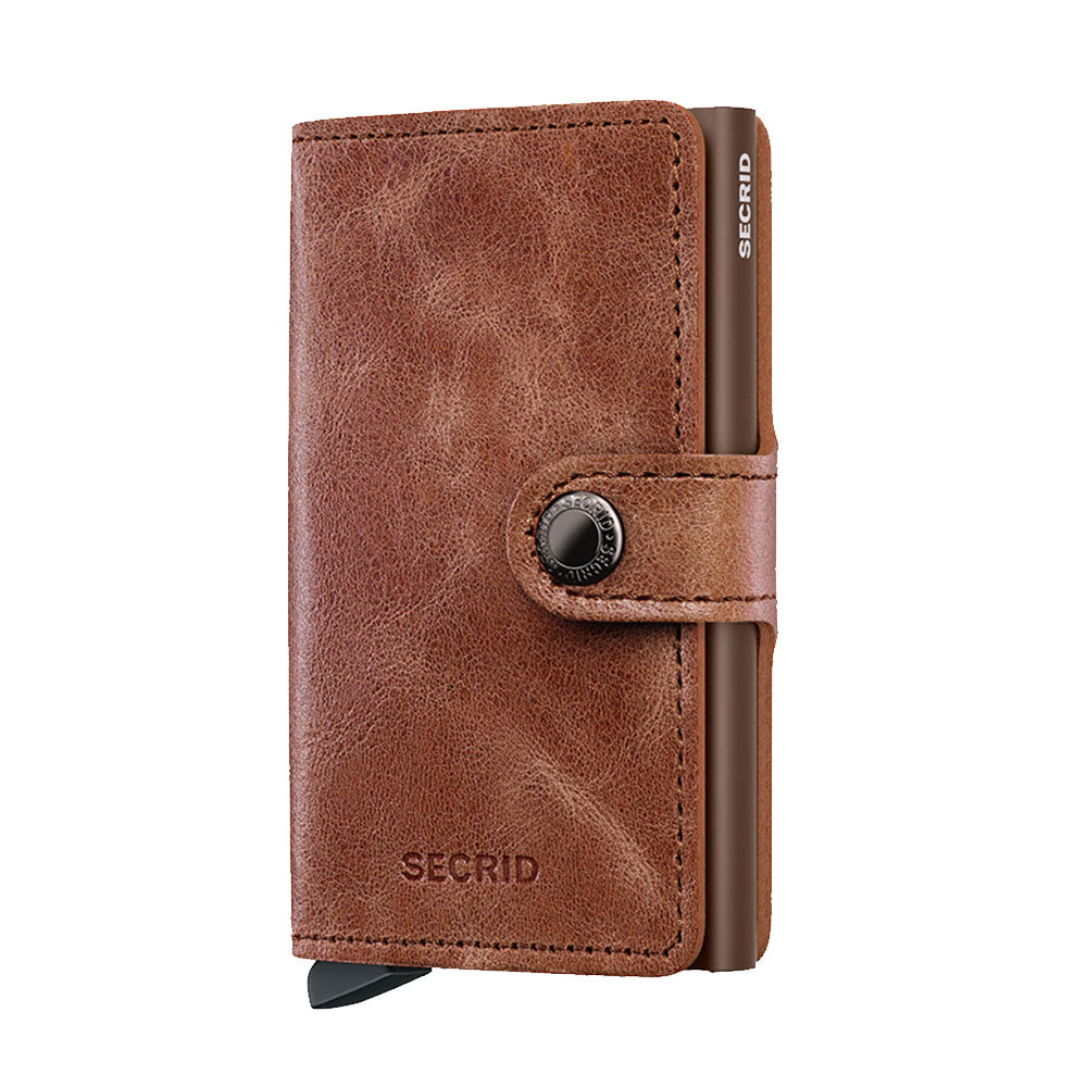 SECRID Vintage Line Kartenetui mit Clip aus cognac-braunem Leder mit RFID