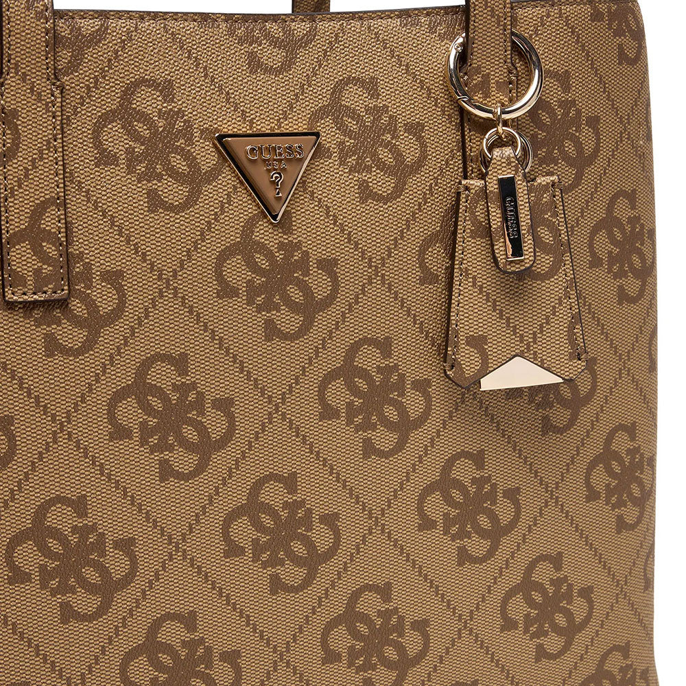 Damen-Schulter-Shopper GUESS Modell Meridian in Latte mit Logo