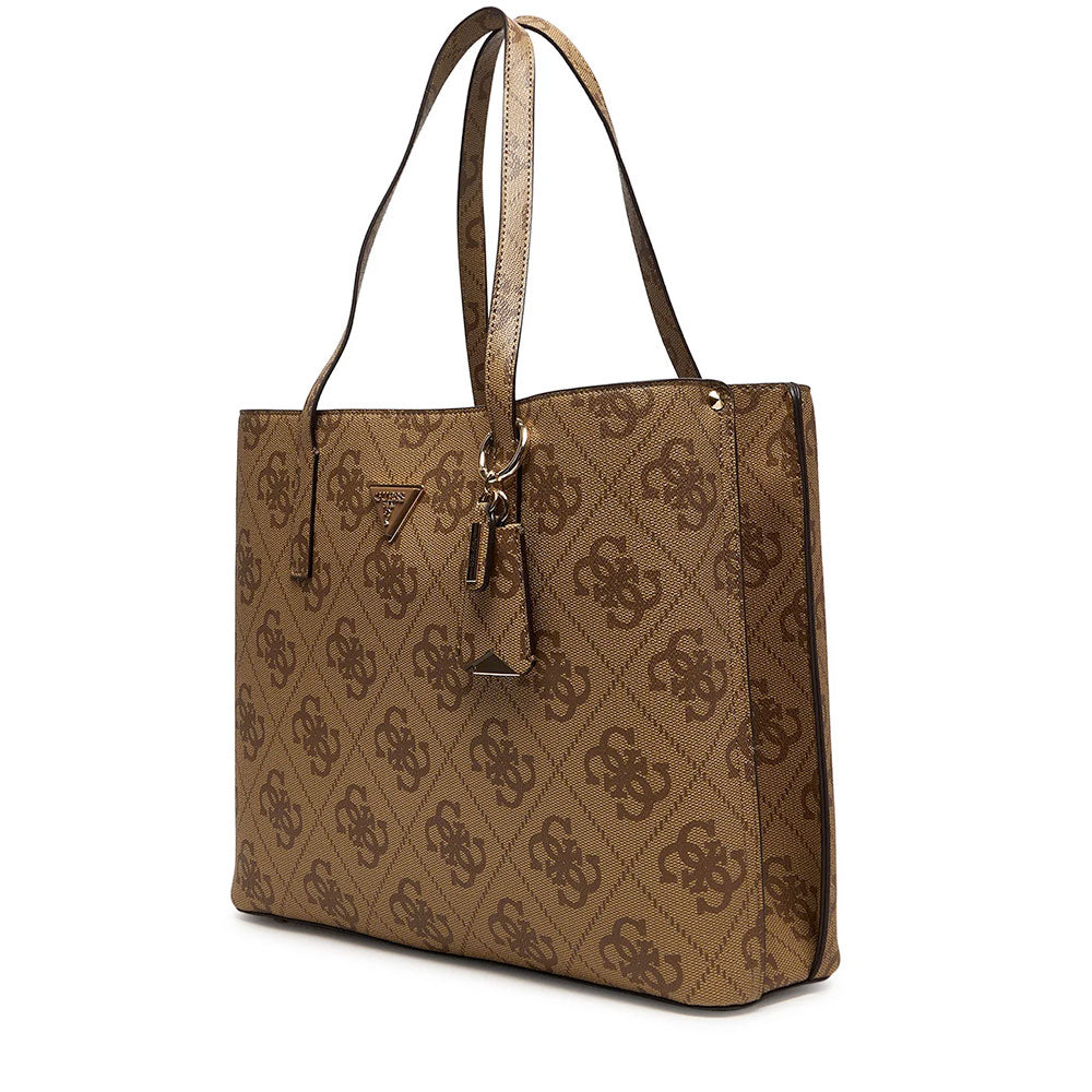 Damen-Schulter-Shopper GUESS Modell Meridian in Latte mit Logo